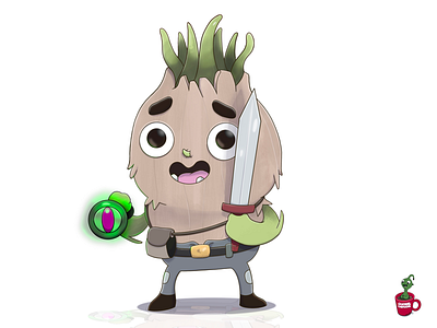 Young onion boy boy coffeescartoon cute onion sword