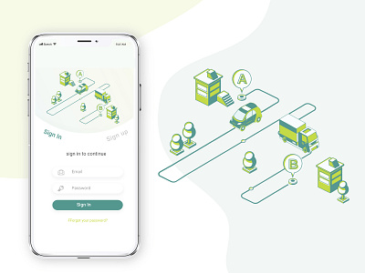 Sign In page design animation app car app clean design colors design flat fleet management form freepik green icon illustration login login page mobile app sign in ui ux vector