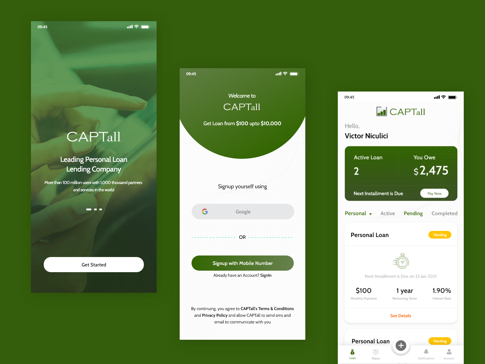 Captall Mobile App (Loan App) by Raza ul Mustafa on Dribbble