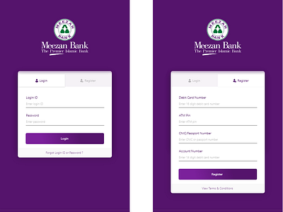 Meezan Bank Registration and Login Screens Redesign bank app banking app design mobile app mobile app design ui ui ux design ux