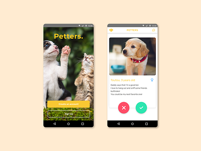 Petters Mobile App android animal interface design mobile ui sketch social app tinder ui design ux design