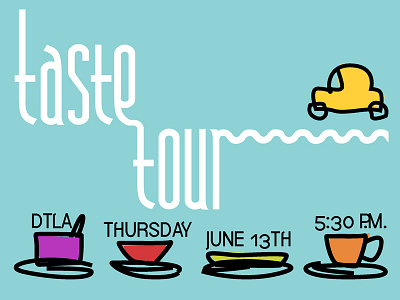 Taste Tour Postcard bowl cup dish drinks dtla food foodie foodies la los angeles mug plate postcard shuttle taste taste tour tour