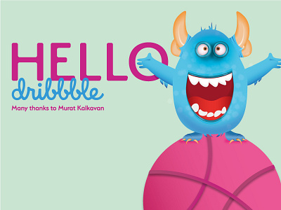 Hello Dribbble! colorful dribbbble firstshot happy hello dribble hellodribble illustration monster