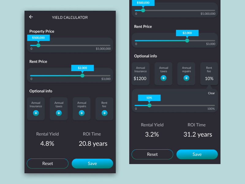 Investment Yield Calculator by Shir Shemy on Dribbble