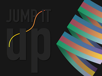 Jump It Up 3d 3d art colorful colors dark background happy illustrator ribbon ribbons
