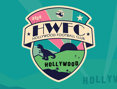 Hollywood Football Club design flat illustration logo