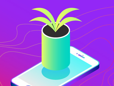 Let us help you dare to grow business illustration iphone plant