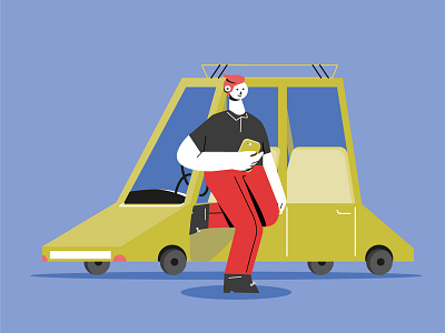 Car security behaviour car character design illustration storytelling