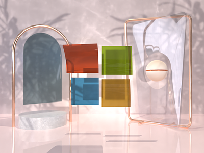 Microsoft 3D Glass glass lights materialdesign microsoft plants shadows