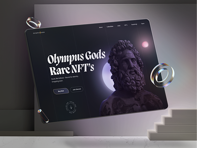 Olympus Gods NFT Landing Page 3d animation bestuidesigner btc collection cryptocurrency defi eth gods landingpage nft olympus threejs top designers wallet