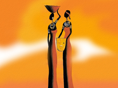 tribal art artist brush brush art design female graphic graphics lady orange pot skech sketch tribal tribal art vector yellow