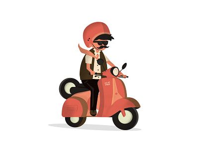 Man on a Scooter bike character character design driver driving illustration indian man ride scooter scooty speed