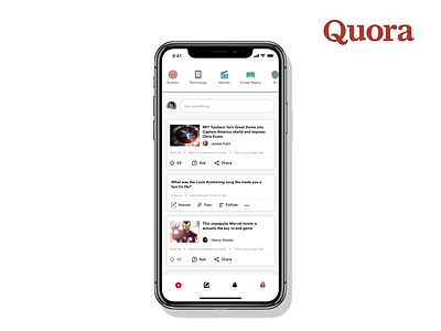 Quora Home Page Redesign clean app design mobile app design user center design userexperience