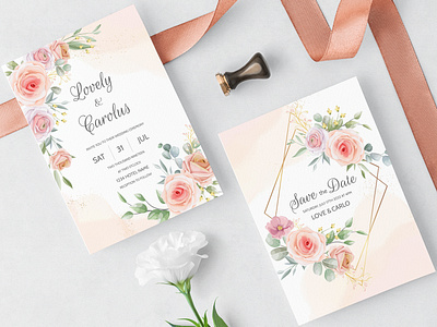 Beautiful floral wreath wedding invitation card template art background beautiful blooming blossom bouquet card decoration design elegant floral flower green greeting illustration invitation nature pink red romantic