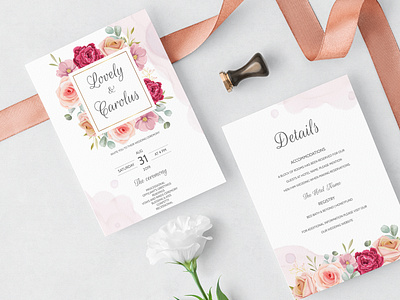 Beautiful Wedding Invitation Card Template anniversary art background beautiful beauty border card celebration ceremony decoration decorative design elegant floral flower frame graphic greeting illustration invitation