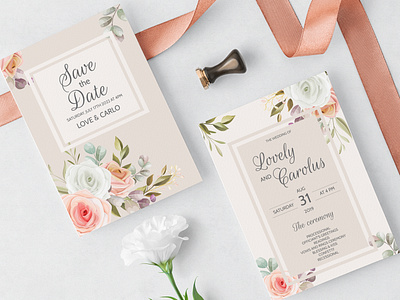 Wedding Invitation Card Floral Leaves