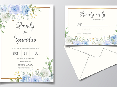 Wedding Invitation Card Floral Leaves anniversary art background beautiful beauty border card celebration ceremony decoration decorative design elegant floral flower frame graphic greeting illustration invitation