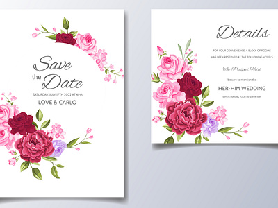 Wedding Invitation Card Floral Leaves