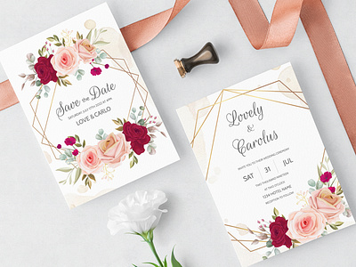 Elegant Wedding Invitation Floral Graphic beautiful border card decoration decorative design elegant floral flower frame greeting illustration invitation invite romantic spring vector vintage watercolor wedding