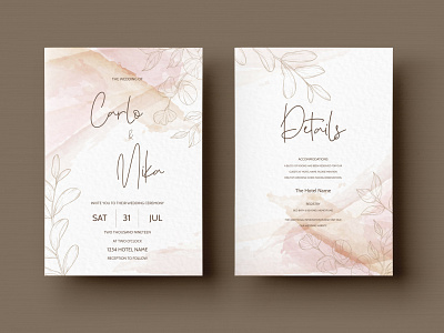 Beautiful and elegant floral wedding invitation card template