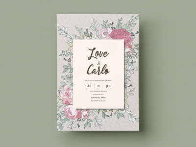 Beautiful and elegant floral wedding invitation card template