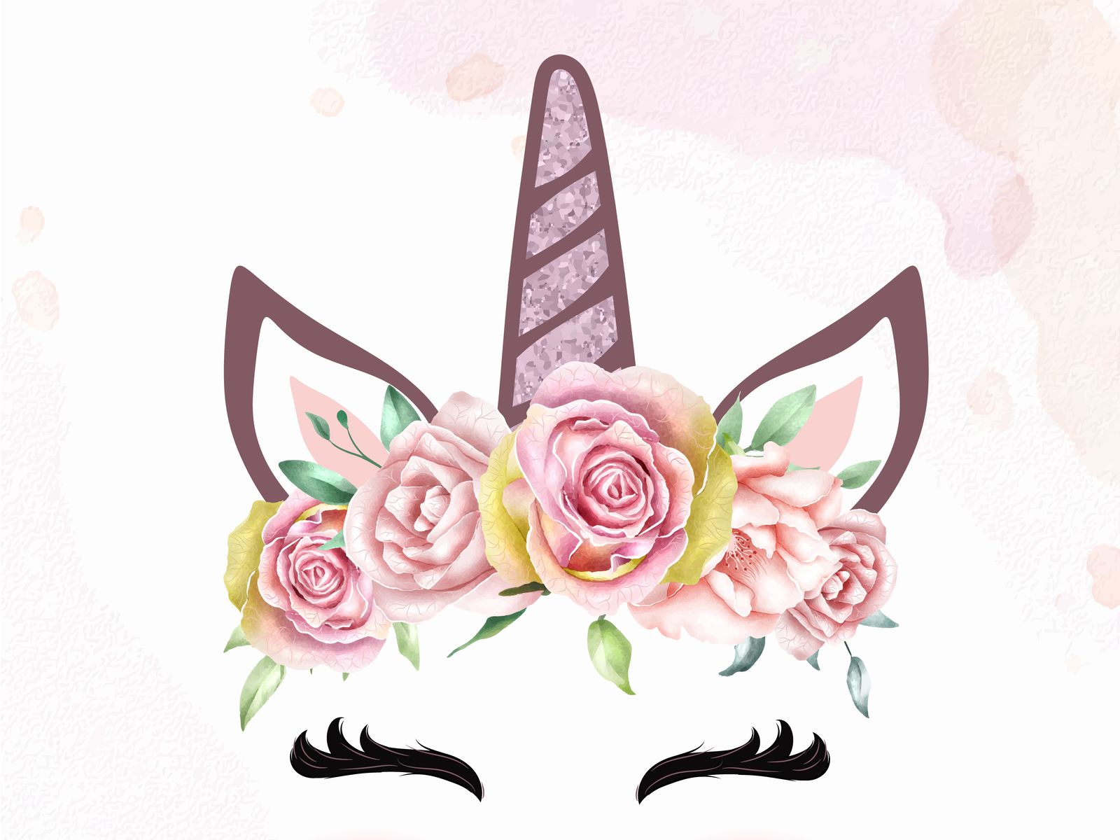 Download cute unicorn head with watercolor floral crown by dino ...