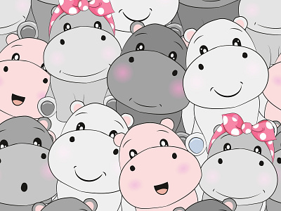 cute baby hippo seamless pattern animal baby background bedroom wall boy cartoon child cute design fabric funny hippo hippopotamus illustration kids nature pattern pink seamless vector