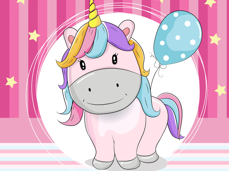 Greeting Card Cute Unicorn With Ballons By Dino Mikael On Dribbble