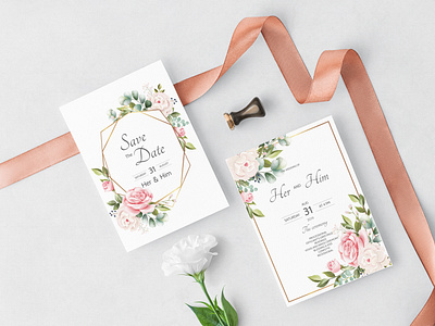 beautiful floral wreath wedding invitation card template