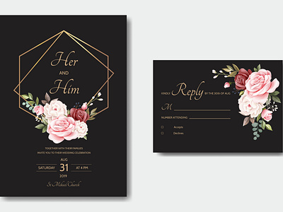 beautiful floral wreath wedding invitation card template