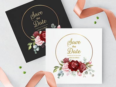 beautiful floral wreath wedding invitation card