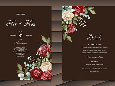 beautiful floral wreath wedding invitation card template