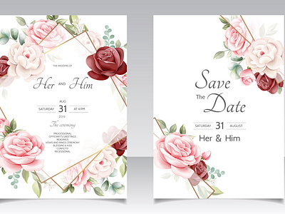 beautiful floral wreath wedding invitation card template