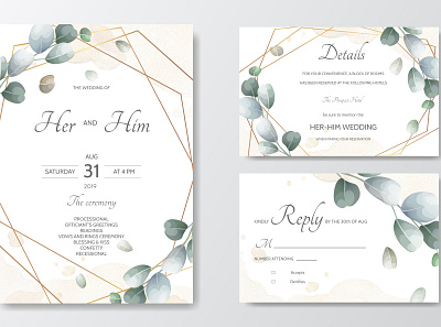 hand drawn green leaves wedding invitation card botanical card decoration design floral foliage frame green hand drawn illustration invitation invite leaf nature spring summer vector watercolor wedding wreath