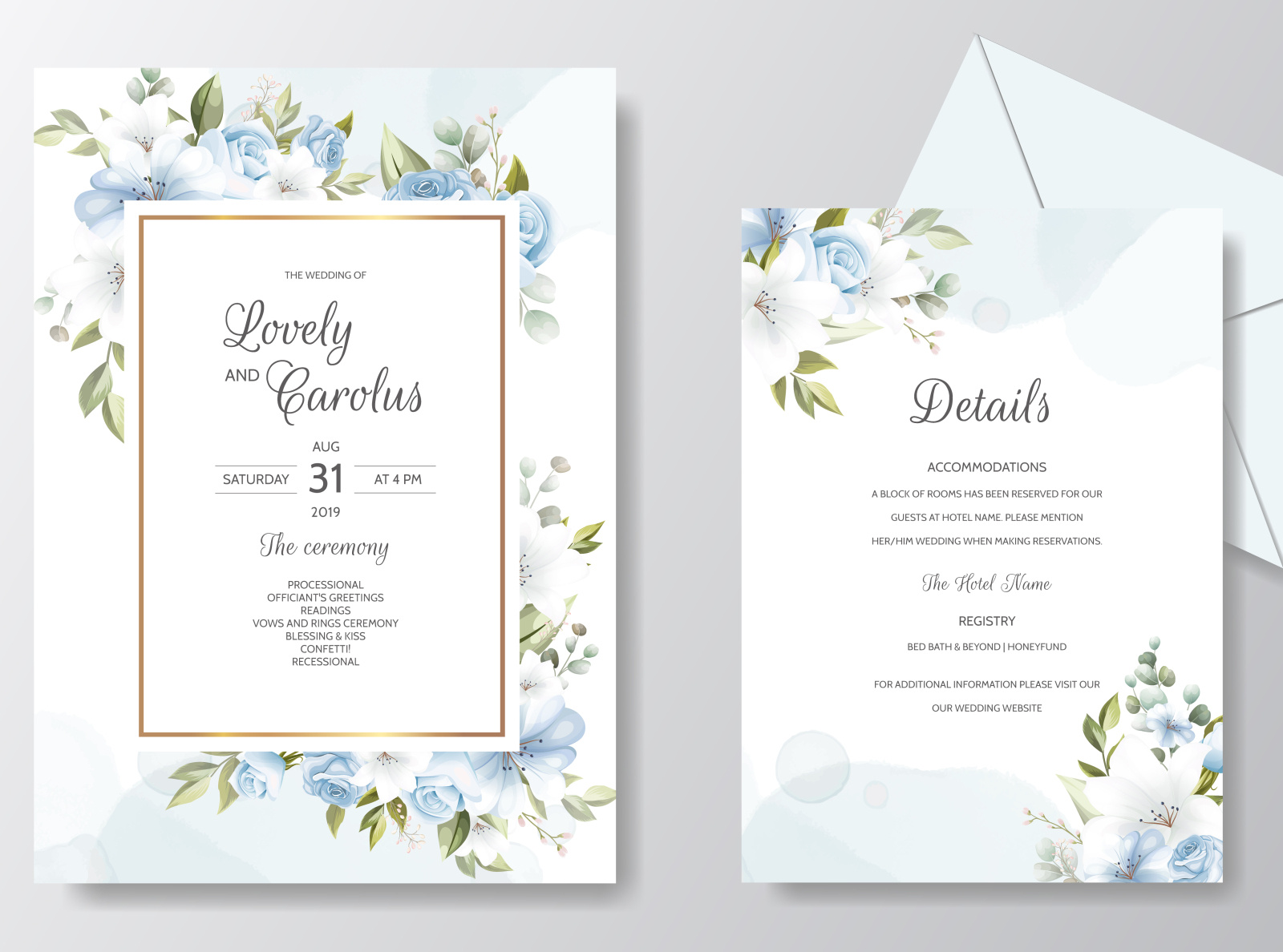 Beautiful Floral Wreath Wedding Invitation Card Template By Dino Mikael 