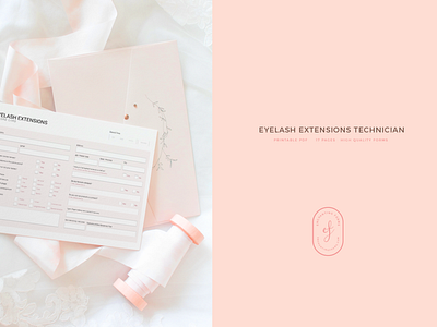 Eyelash Extensions Record Card beauty salon branding design enchanting forms eyelash extensions eyelash technician form record card rose gold spa form ui