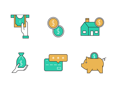 Banking Icons atm bank coin credit card dollar home loan icon icon design icon set iconography money piggy bank