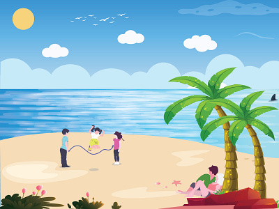 Holiday at Beach beach drawing family fun illustration illustration art illustrator kids