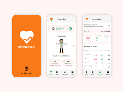 Aarogya Setu - COVID-19 branding coronavirus covid19 illustration medical app mobile mobile app mobile app design mobile ui web design