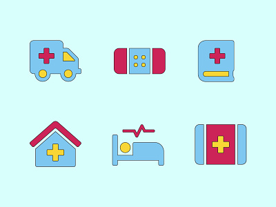 Medical Icon Set ambulance band aid branding first aid kit icon design icon set iconography icons illustration illustrations illustrator medical medicine