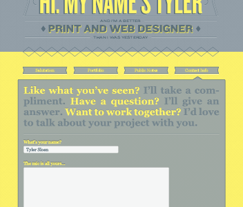 Contact Page at 33% contact form grey personal web yellow