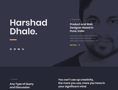 Harshad Dhale Website branding dark theme design minimal typography web website