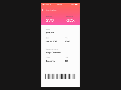 24 Boarding Pass - DailyUi dailyui