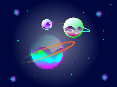 Space planets colour creative creativity fun graphic design illustrator planets space student