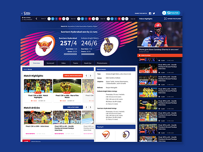 IPL 2019 07 cricket design match centre responsive sport t20 web ui