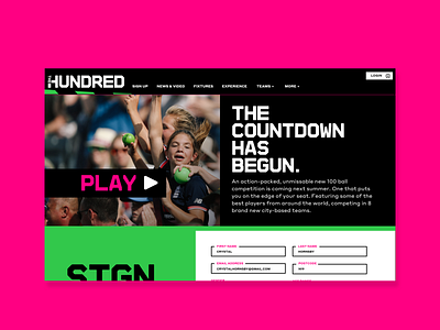 The Hundred ECB 01 cricket responsive design sport the hundred the100 ui ux