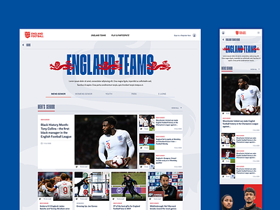 England Teams News Hub design england football football logo responsive design soccer sport the fa ui design ux design