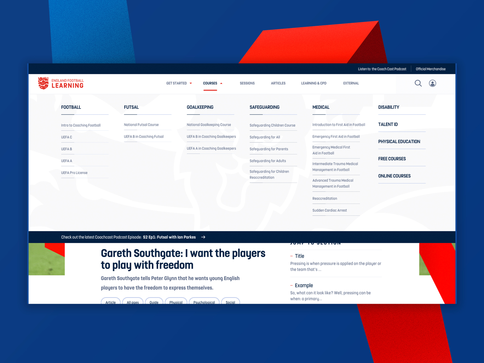 England Football Learning Platform By David Hampshire On Dribbble