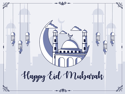 Eid Mubarak Greeting Card clean design dribbble eid mubarak flatdesign greeting card icon illustration moslem mosque