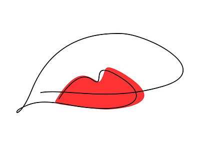 Single line lips series - Red